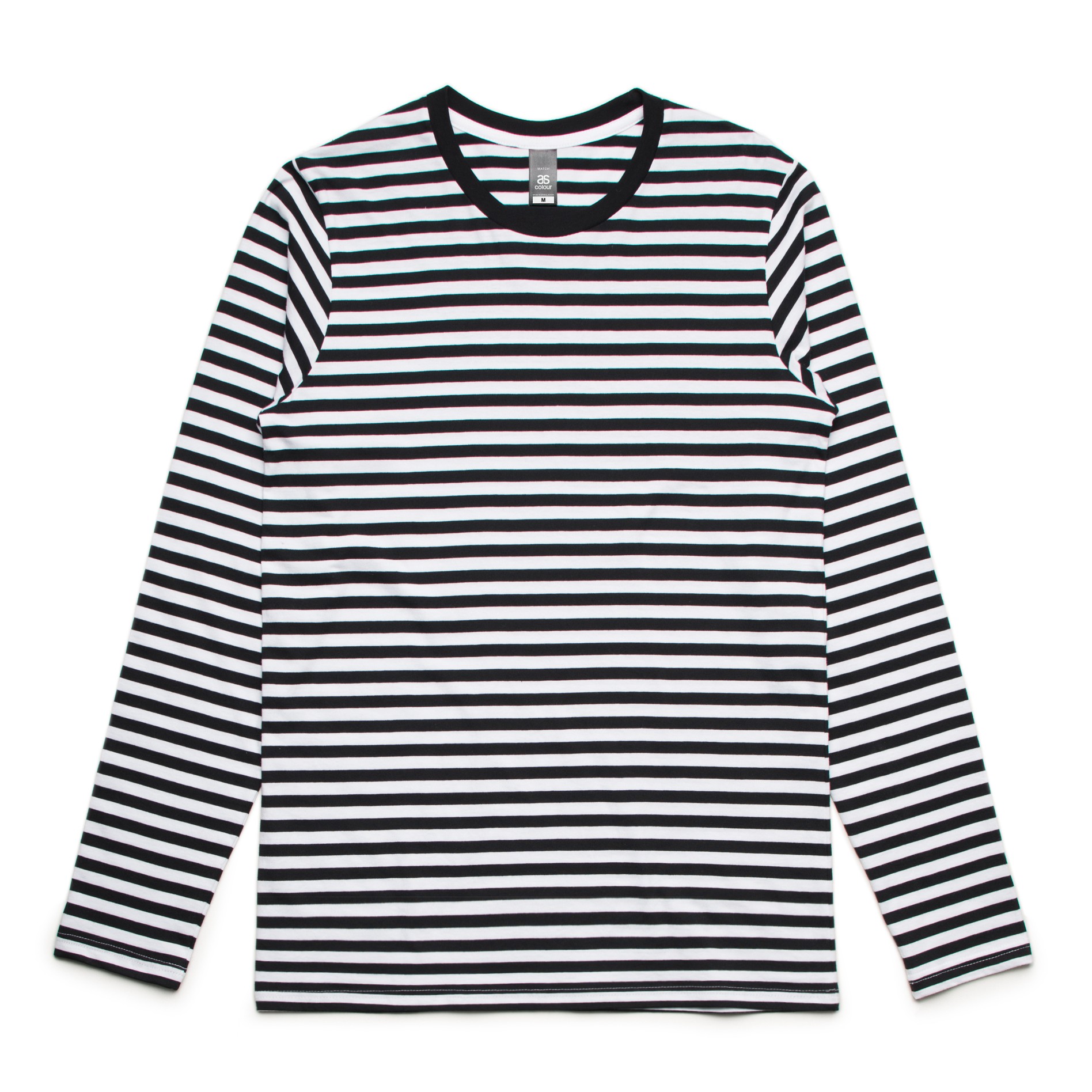 5031_match_stripe_long_sleeve_tee_black_white – Aprons Direct – Branded ...